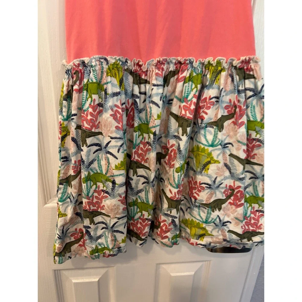Tucker + Tate Dress Pink Dinosaur Print Drop Waist Short‎ Sleeve Girls 6 bin A